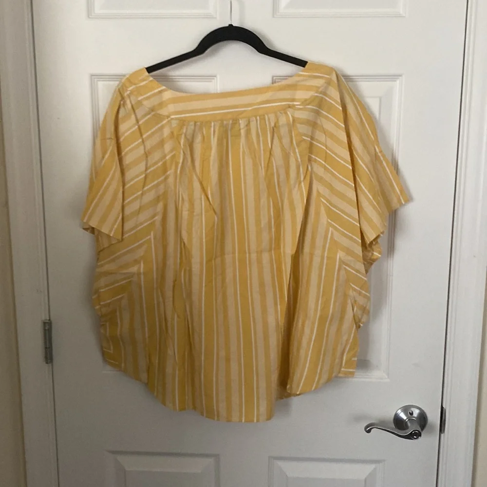 NWT Tommy Hilfiger Yellow and White Striped Short Sleeve Blouse Top Size XXL